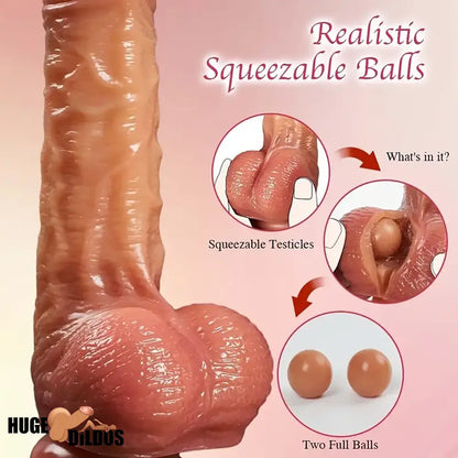 8.46in Soft Real Big Silicone G Spot Dual Layer Dildo With Sliding Skin Cock