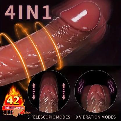 8.66in Silicone 4in1 Heating Thrusting Vibrating Rotation Sex Anal Dildo