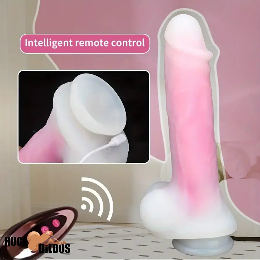 9.25in Big Silicone Soft Lifelike Vibrating Heating Remote Real Anal Cock Dildo