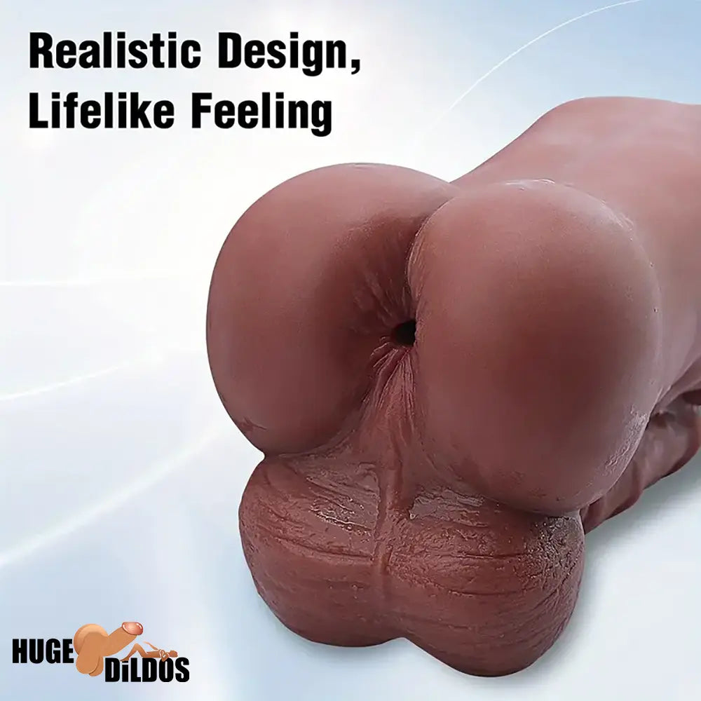 6.3in Premium 3D Lifelike Silicone Flexible Ebony Dildo Anal Pocket Pussy