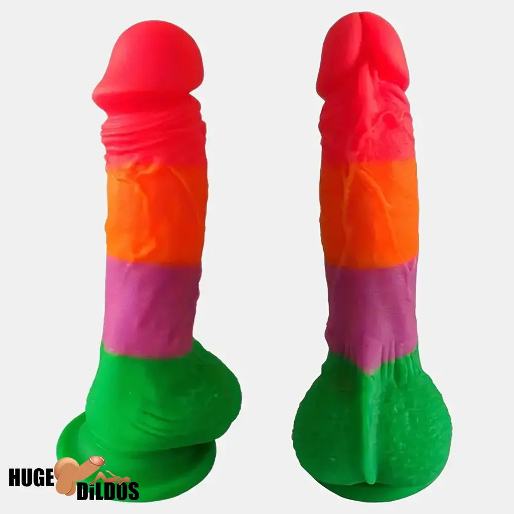7.9in Silicone Rainbow Soft Dildo For Women Men Couple G-spot Clit Sex