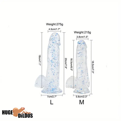7.3in 7.9in Medical TPE Confetti Clear Dildo For Beginner Sex Indoor Use