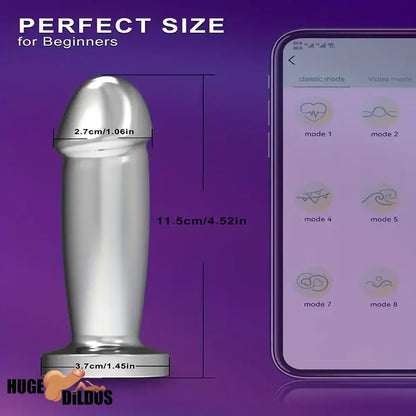 4.52in Stainless Steel Vibrating App Remote Control Dildo For Women Sex