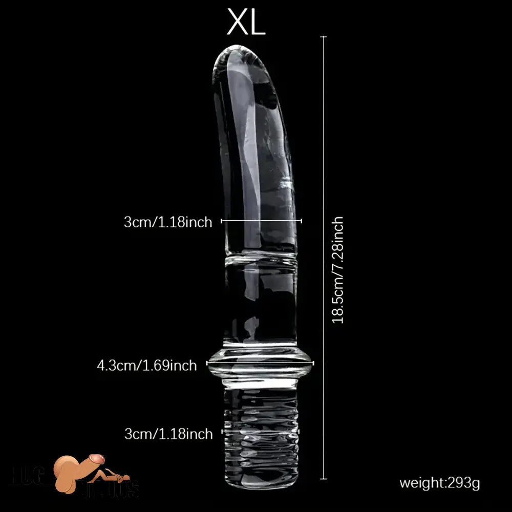 6.69in 6.88in 7.08in 7.28in Clear Unisex Glass Crystal Dildo With Handel Toy
