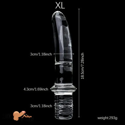 6.69in 6.88in 7.08in 7.28in Clear Unisex Glass Crystal Dildo With Handel Toy