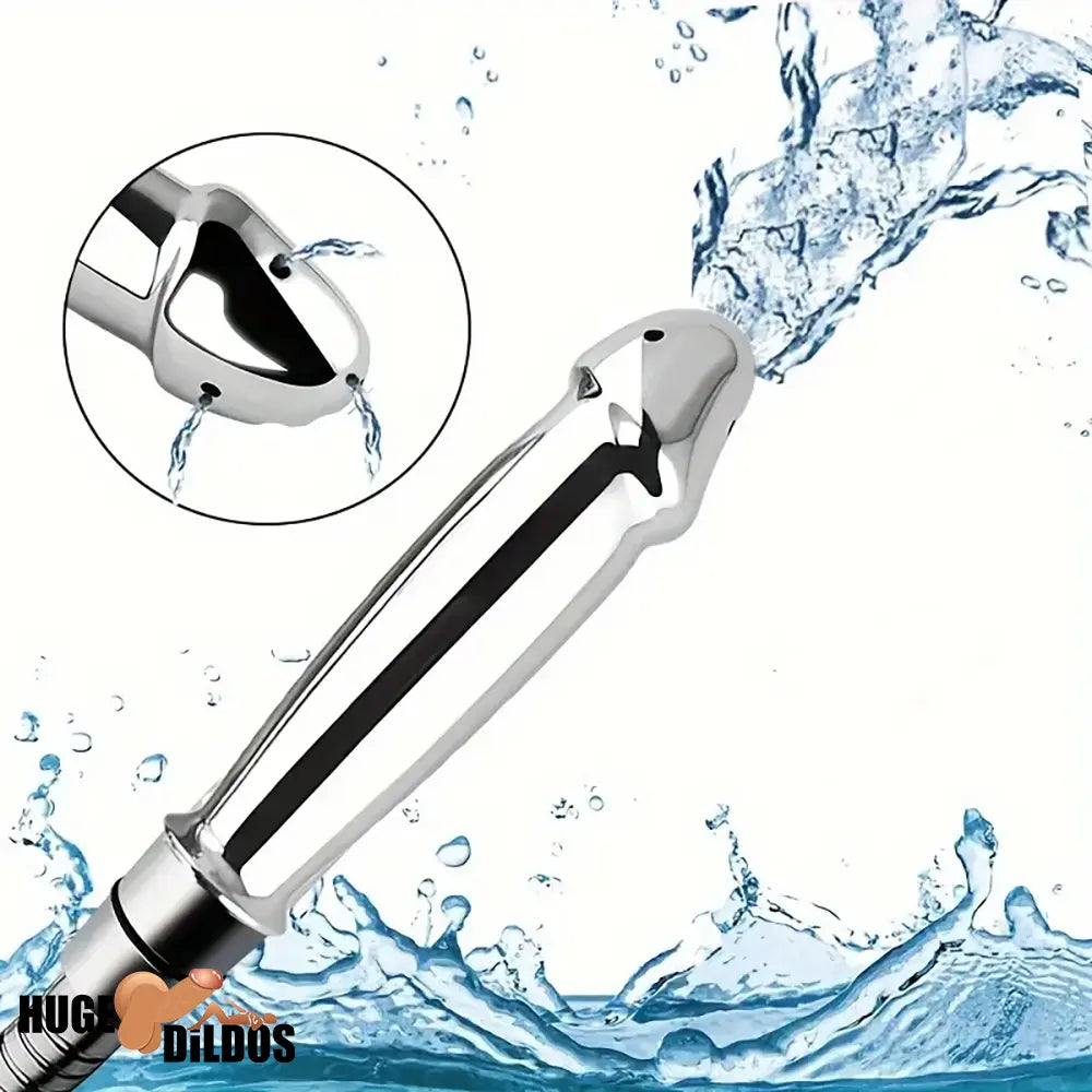 4.05in 4.92in Metal Enema Shower Dildo For Anal Vaginal Cleaner Cock Toy