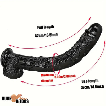 16.5in Realistic Large Long Black Anal Dildo For Male Female Indoor Use