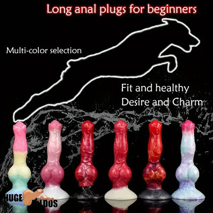 8.03in Fantasy Big Dog Knot Silicone Soft Dildo For Clit Vagina Stimulation