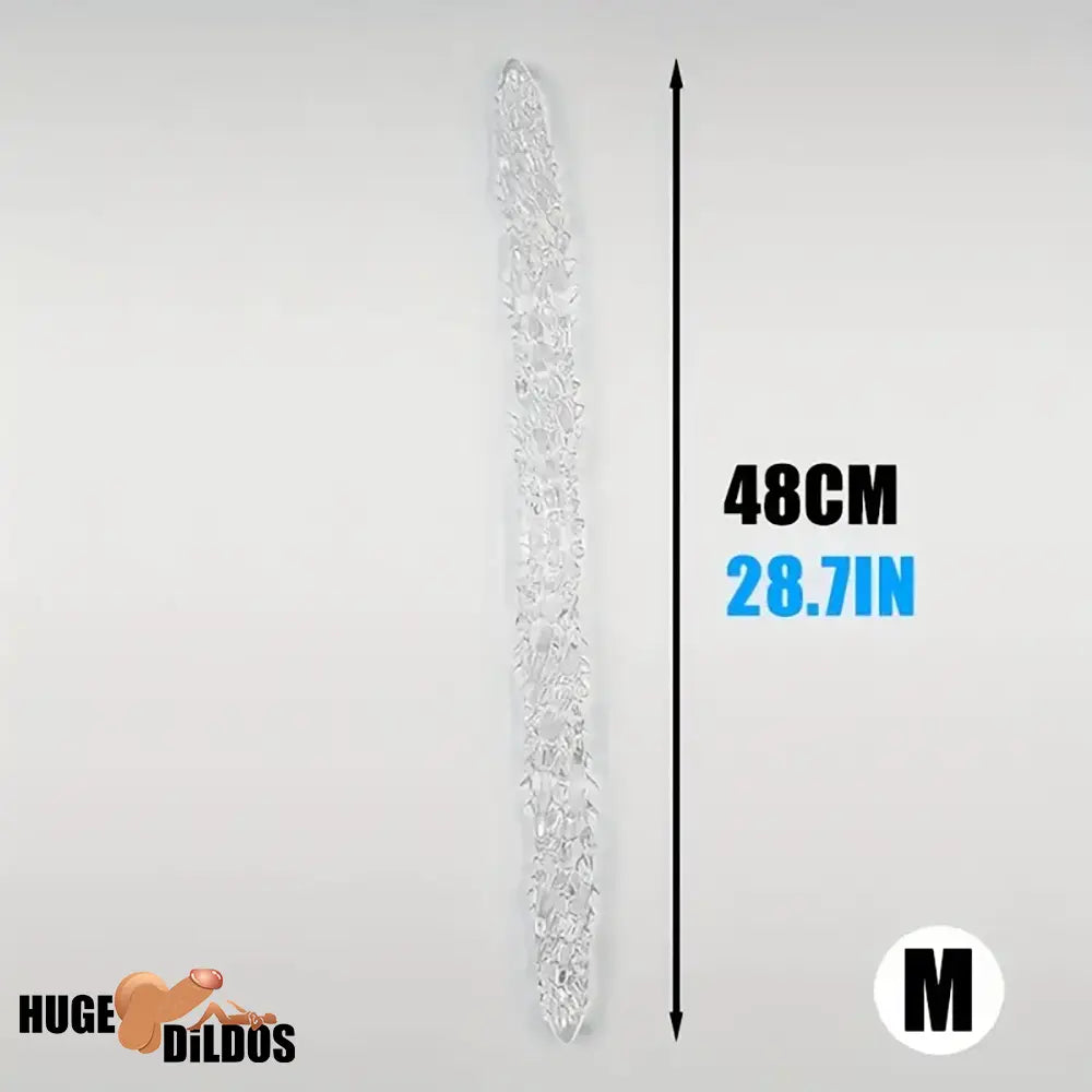 14.8in 18.7in 22.6in Clear Long Dual Heads Huge Spiked Dildo For Couples