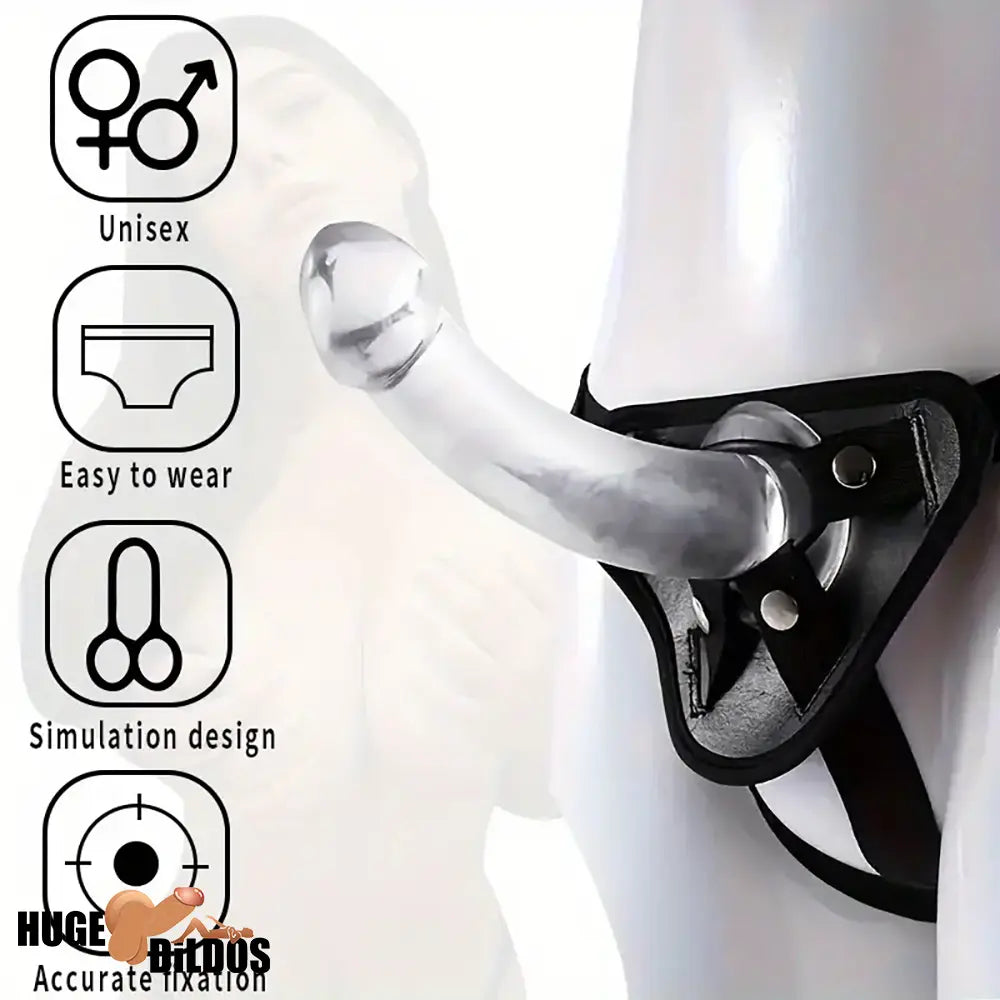 5.51in 6.69in 7.67in Premium Realistic Clear Strap On Harness Cock Dildo
