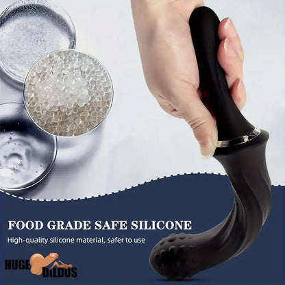 9.65in Silicone Soft Vibrating Dildo With Handle For G-spot Anal Stimulator