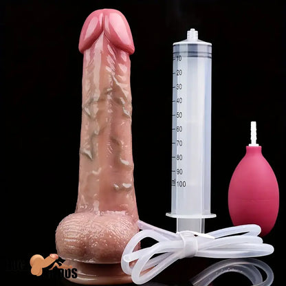 7.28in Soft Real Skin Silicone G Spot Squirting Strapon Dildo For Women Sex