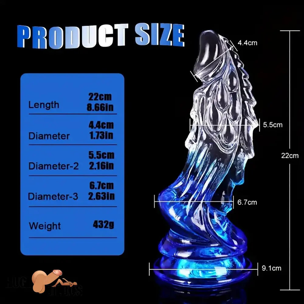 8.66in Clear Huge Spiked Monster Fantasy Dildo For Women Cock Sex Toy