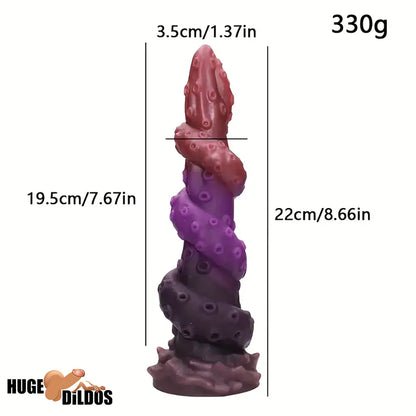 8.66in Silicone Monster Spiral Large Soft Dildo For Clit Strong Suction Cup