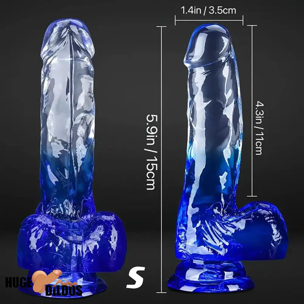 5.9in 7in 7.9in Gradient Color Clear Jelly Real Cock Dildo For G-Spot Anal Sex