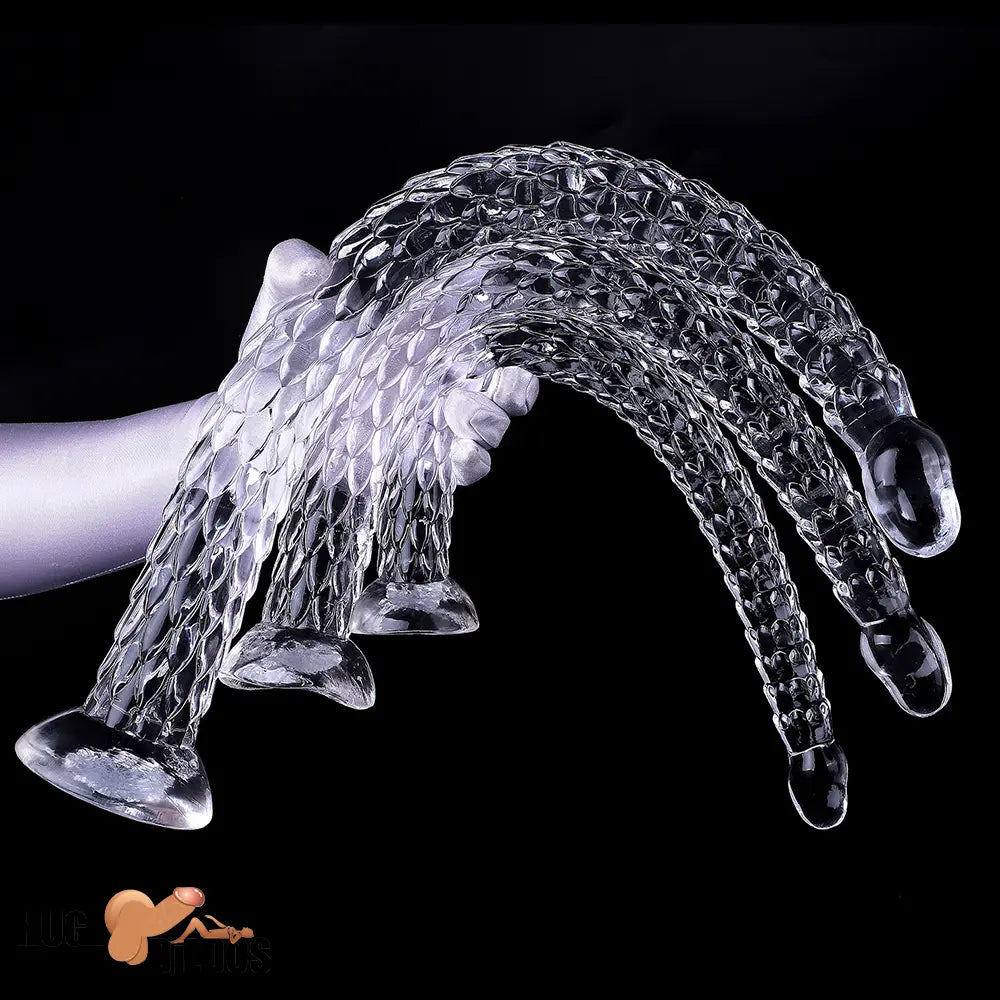 15.75in 19.69in 23.62in Huge Long Snake Scaly Clear Dildo Adult Penis Toy