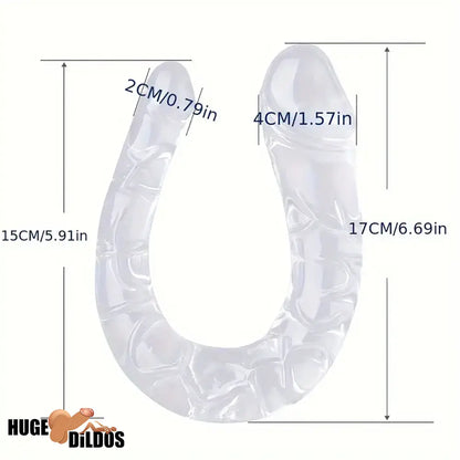 5.31in 6.69in 7.48in 8.46in Clear Dual Heads Curved U Shape Real Dildo