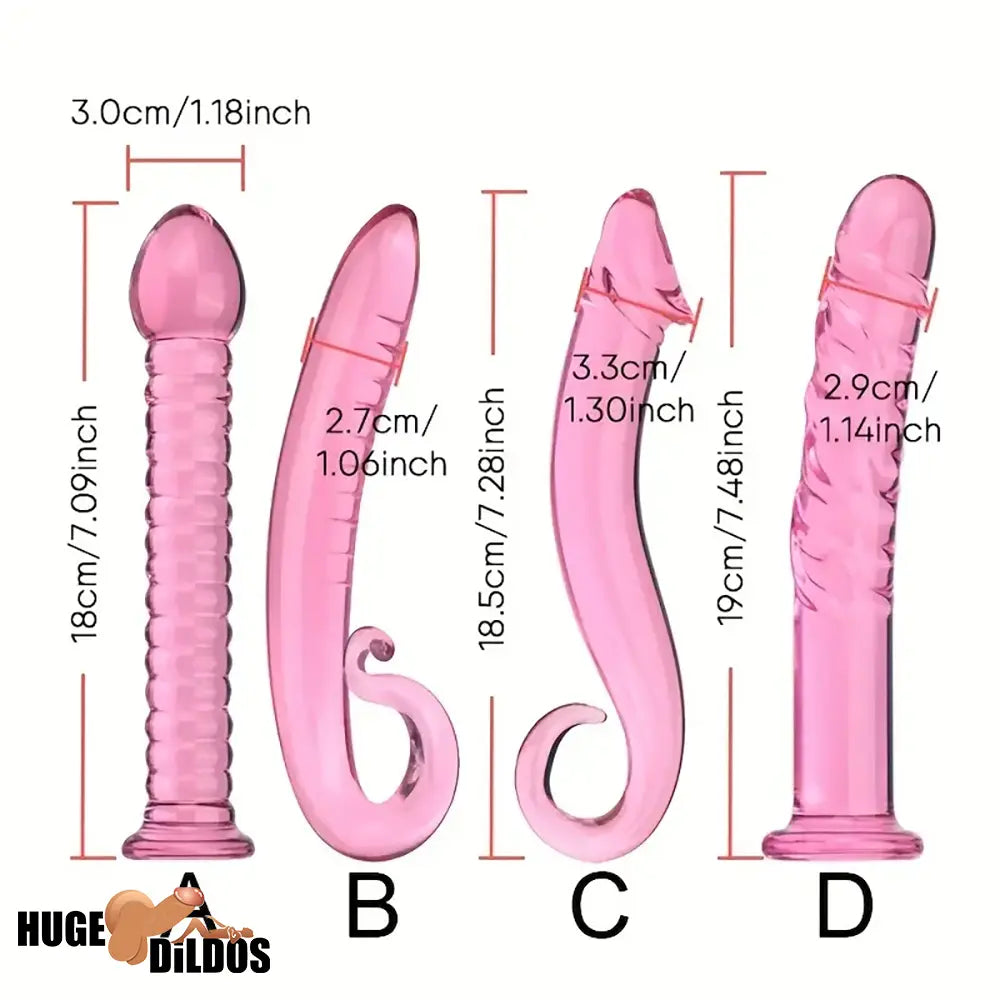 7.09in 7.28in 7.48in Clear Unisex Glass Crystal Dildo For G Spot Sex Cock