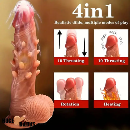 8.66in Large Spiked Vibrating Thrusting Rotation Silicone Soft Hot Dildo