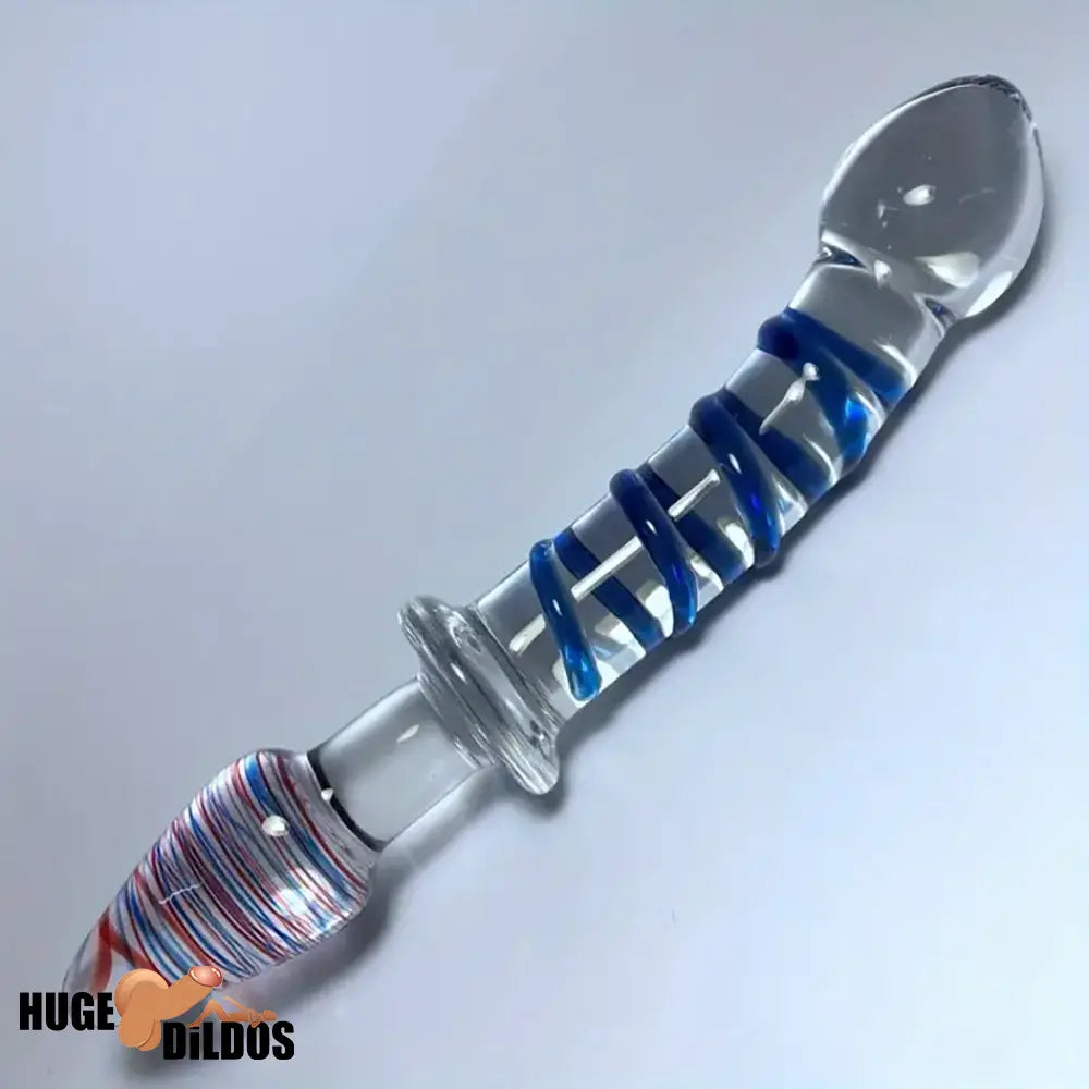 8.27in Clear Jelly Real Glass Crystal Cock Dildo For G-Spot Anal Stimulator