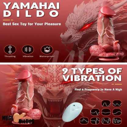 9.05in Dragon Vibrating Thrusting Big Silicone Soft Dildo Adult Cock Toy