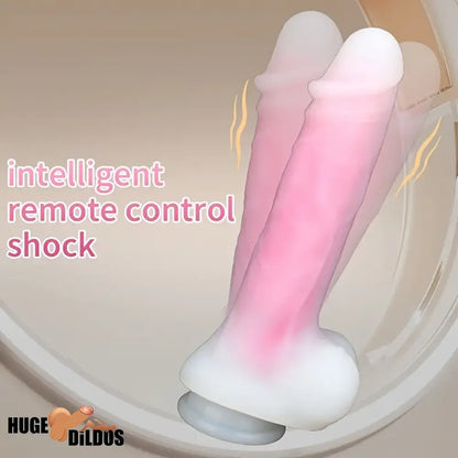 9.25in Big Silicone Soft Lifelike Vibrating Heating Remote Real Anal Cock Dildo