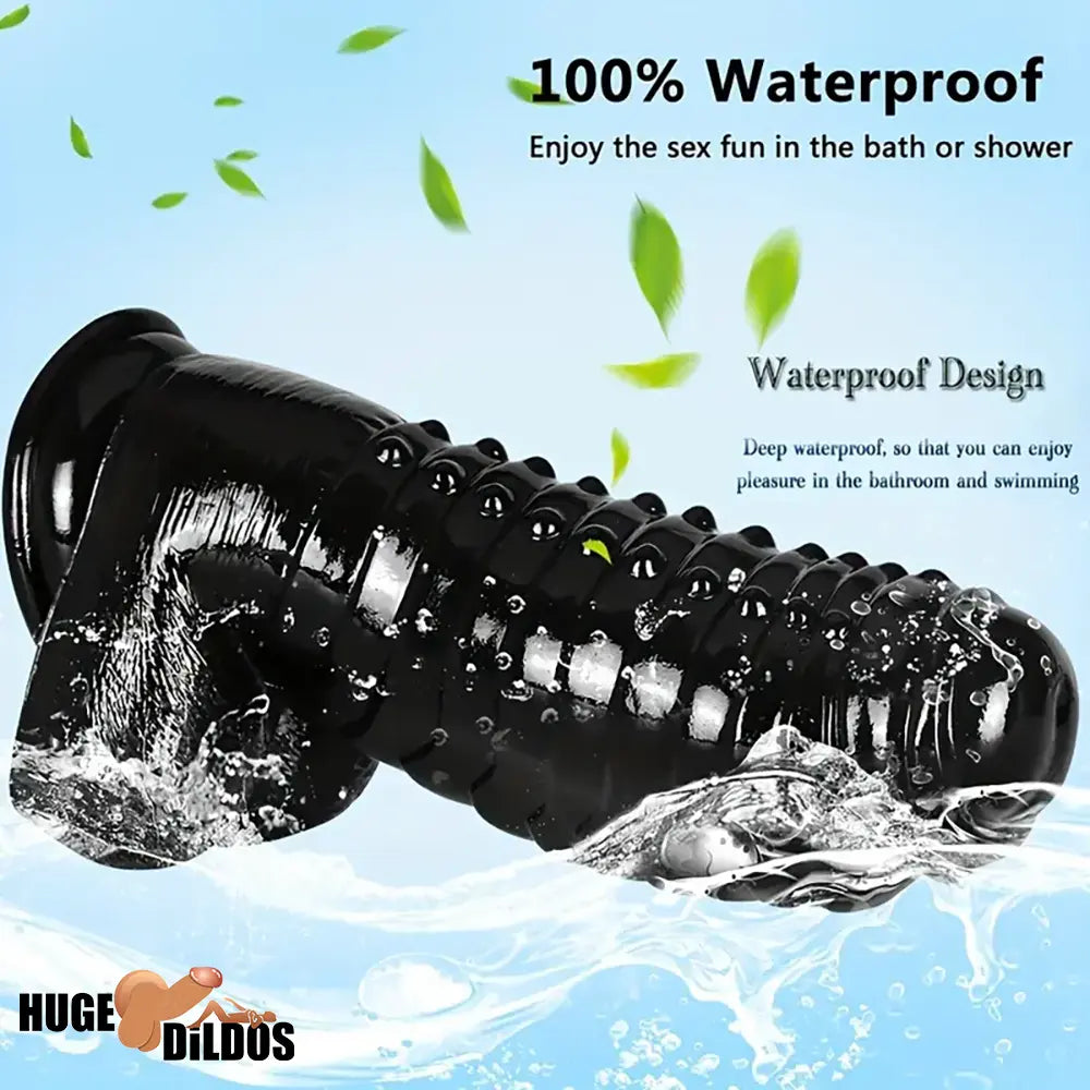 11.8in Realistic Big Black Uncut Spiked Thick Dildo For Female Indoor Use