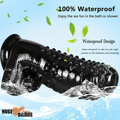 11.8in Realistic Big Black Uncut Spiked Thick Dildo For Female Indoor Use