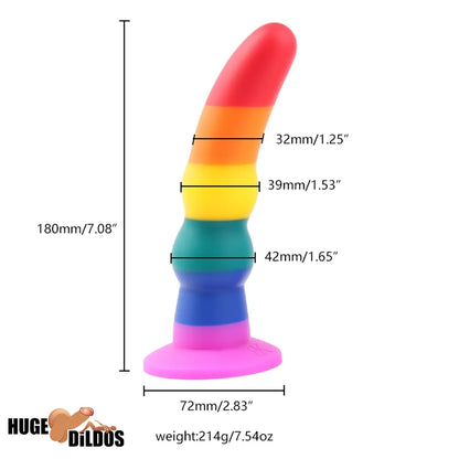 5.11in 6.1in 7.08in Silicone Rainbow Flexible Dildo For Gay LGBT Sex Love
