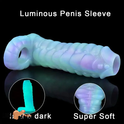 5.39in Lifelike Silicone Soft Dildo Sleeve Snake Luminous Dick Extender