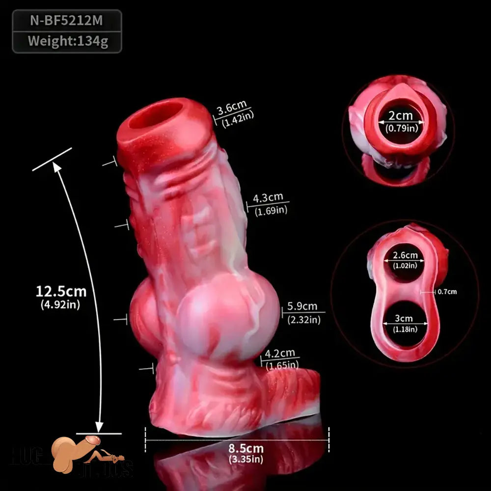 4.92in 5.83in Silicone Soft Dildo Sleeve Dog Animal Knotted Extender