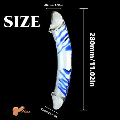 11.02in Clear Elegant Double Heads Glass Crystal Large Dildo For Sex Cock