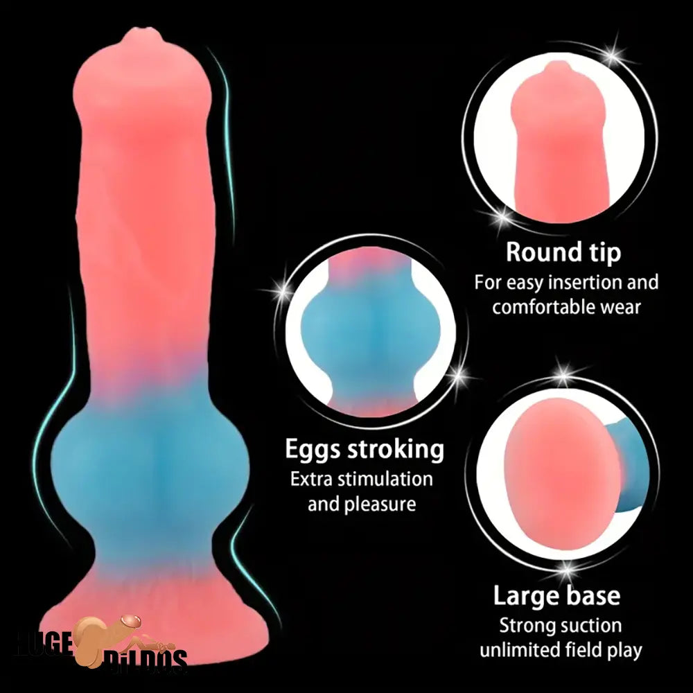 7.08in 7.48in 9.44in 10.23in 13in Silicone Soft Big Glowing Dog Cock Knot Dildo