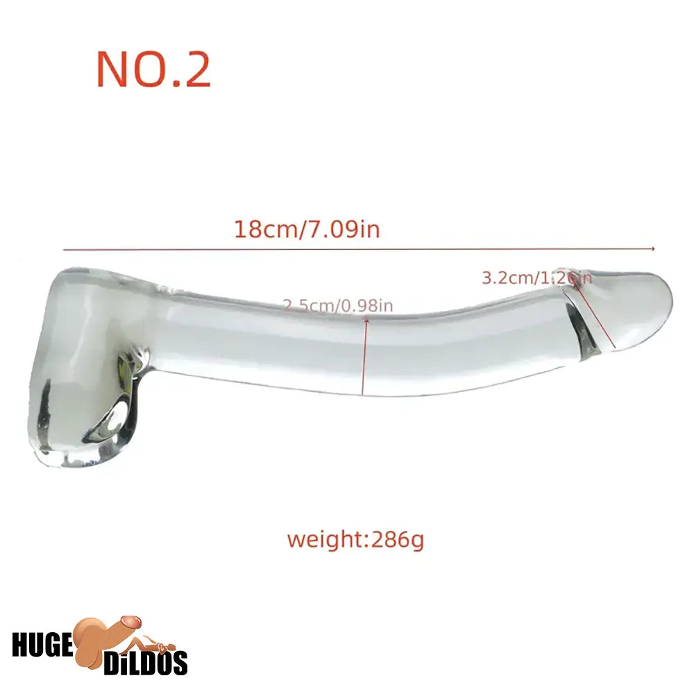 7.09in Clear Crystal Glass Cock Dildo For G-Spot Vaginal Sex Anal Stimulation