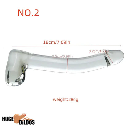 7.09in Clear Crystal Glass Cock Dildo For G-Spot Vaginal Sex Anal Stimulation