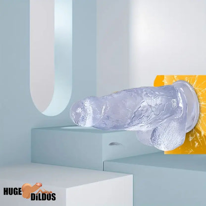 9.25in Realistic Clear Rubber Dildo With Small Conical Head Adult Sex Toy