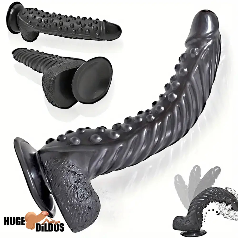 10.6in Spiked Big Fantasy Grainy Dildo For Vagina Prostate Black Cock
