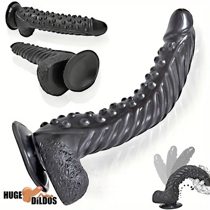 10.6in Spiked Big Fantasy Grainy Dildo For Vagina Prostate Black Cock