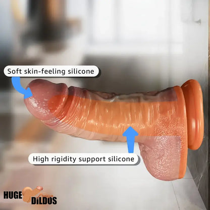 10in Thick Big Realistic Silicone Dual Density Dildo For Hardness Comfort