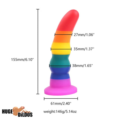 5.11in 6.1in 7.08in Silicone Rainbow Flexible Dildo For Gay LGBT Sex Love