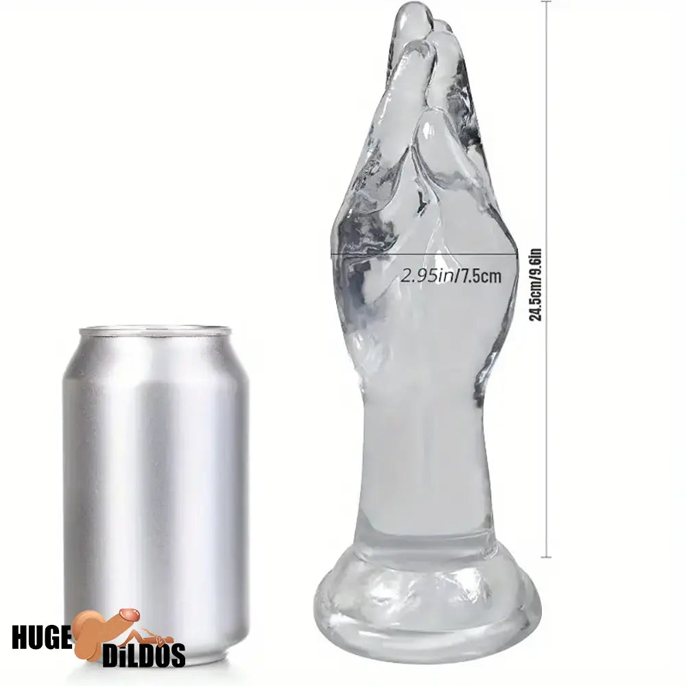 9.6in Big Clear Fist Hand Dildo Durable Adult Sex Toy For Anal Fisting Sex