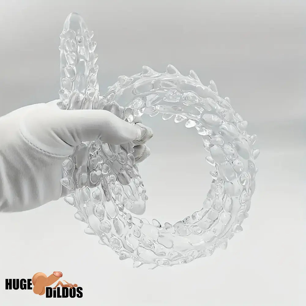 14.8in 18.7in 22.6in Clear Long Dual Heads Huge Spiked Dildo For Couples