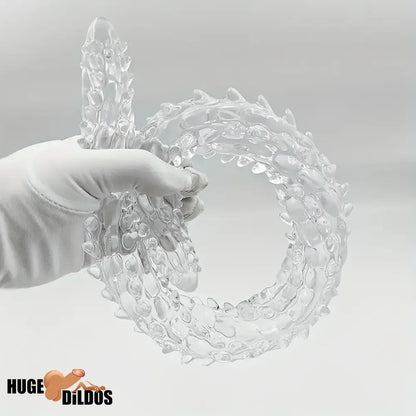 14.8in 18.7in 22.6in Clear Long Dual Heads Huge Spiked Dildo For Couples