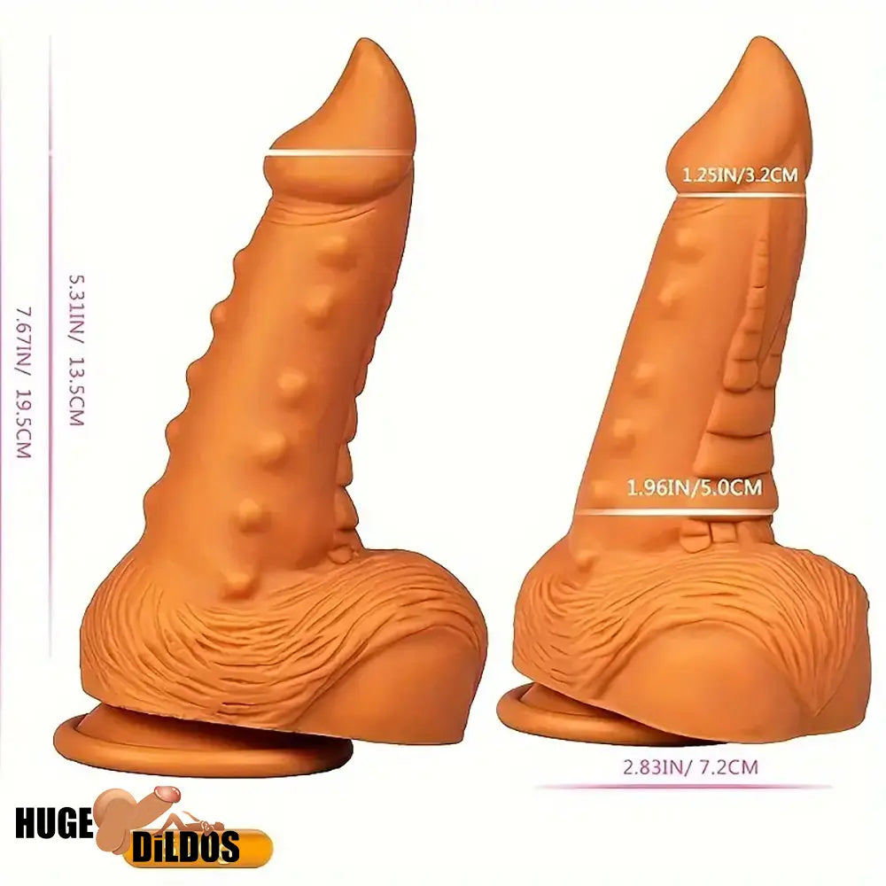 7.67in Sharp Head Spiked Silicone Soft Dildo For G-Spot Clit Stimulation