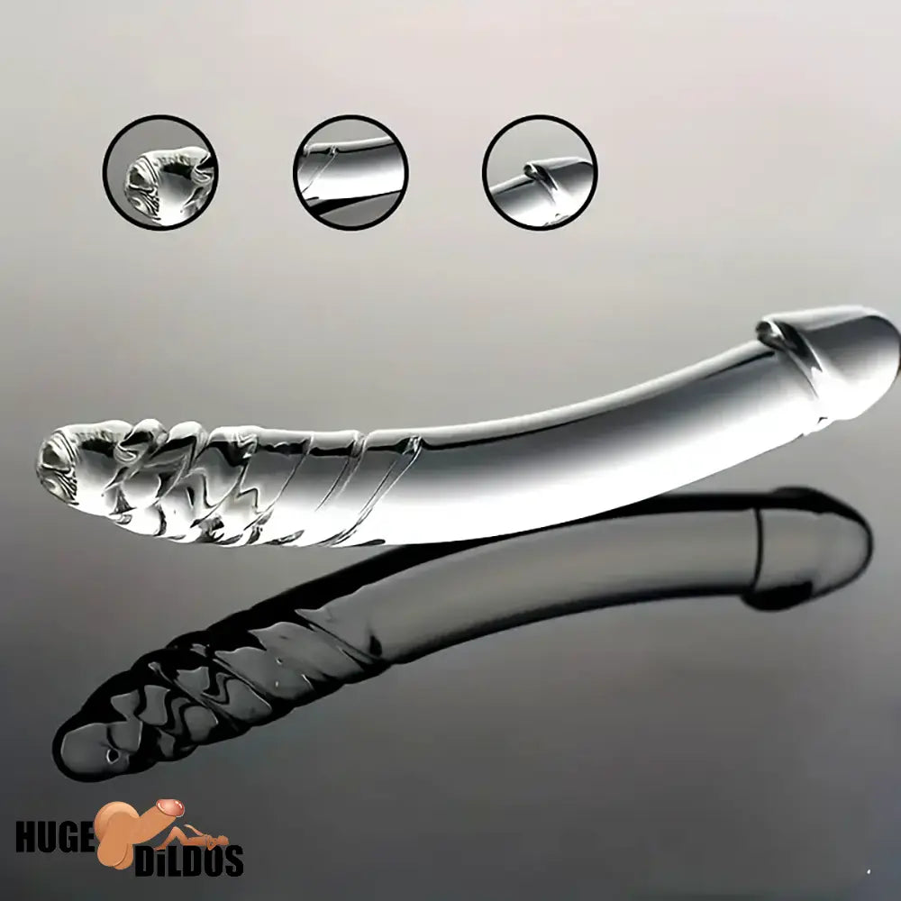8.4in Clear Elegant Glass Crystal Dildo For Female Male Lesbian Gay Sex