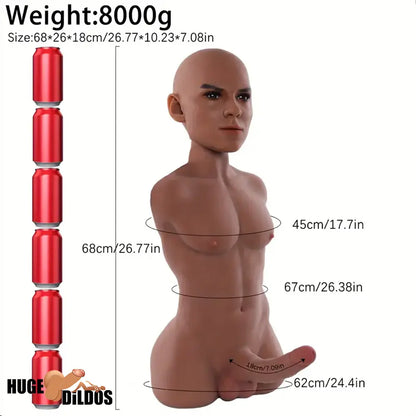 7.09in Silicone Flexible Dildo With Male Sex Torso For Hands-Free Sex Toy