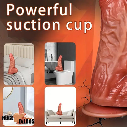 9.44in Realistic Large Silicone Soft Anal Dildo For Adult Couple Flirting Cock