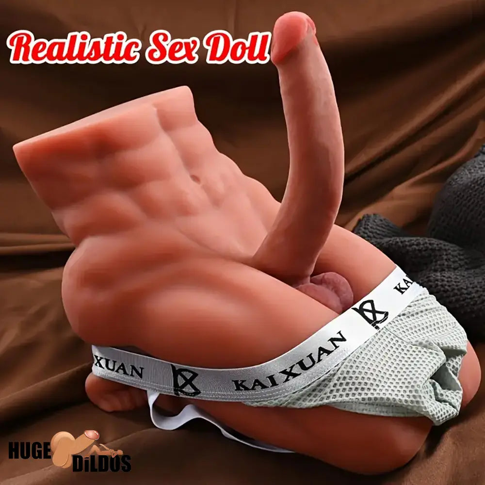 7.9in Premium Silicone Soft Dildo With 14.6lb Muscle Sex Doll Torso Love Toy
