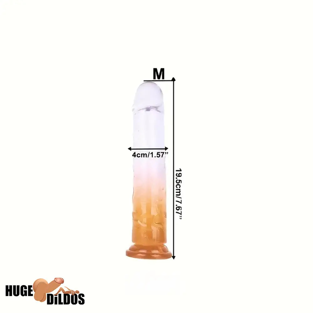 6.29in 7in 7.67in 8.46in Clear Crystal Real Cock Dildo For G-Spot Vagina Sex