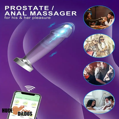 4.52in Stainless Steel Vibrating App Remote Control Dildo For Women Sex